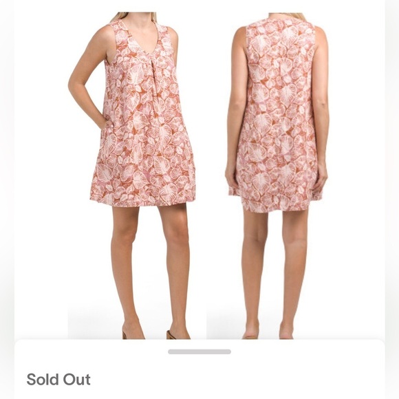 ⭐️Tahari,Softest Linen,V-neck,Lined,Fun Twirl-able Trapeze Dress, POCKETS,Size L - Picture 4 of 14